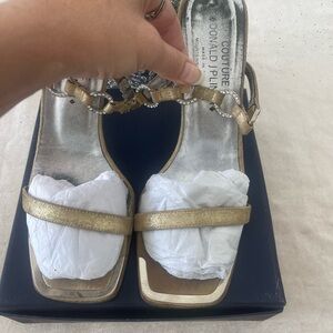 Donald J. Pliner Metallic Gold Heeled Sandals